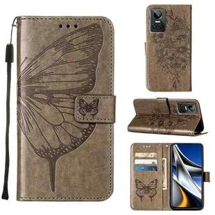 For OPPO Realme GT Neo3 Embossed Butterfly Leather Phone Case(Grey)