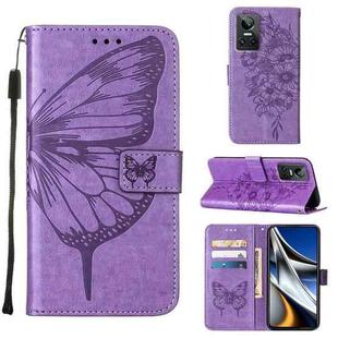 For OPPO Realme GT Neo3 Embossed Butterfly Leather Phone Case(Light Purple)