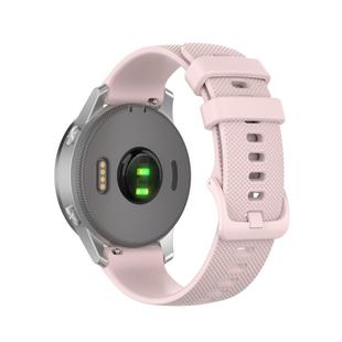 For Garmin Active Small Plaid Silicone Watch Band(Rose Pink)