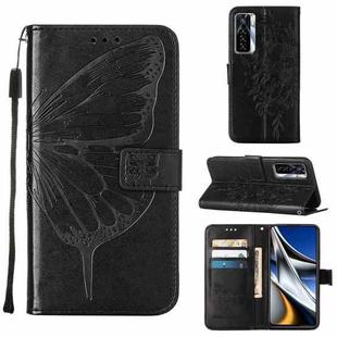 For Tecno Camon 17 Pro Embossed Butterfly Leather Phone Case(Black)