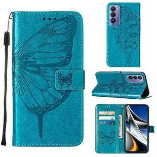 For Tecno Camon 18P / 18 Embossed Butterfly Leather Phone Case(Blue)