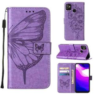 For Tecno Pop 5 Go Embossed Butterfly Leather Phone Case(Light Purple)