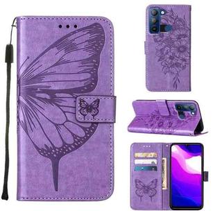 For Tecno Pop 5 LTE Embossed Butterfly Leather Phone Case(Light Purple)