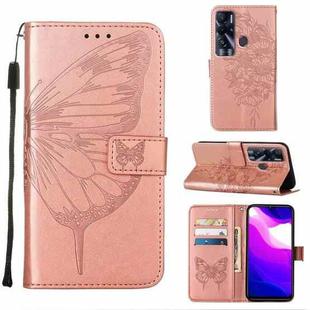 For Tecno Pova Neo Embossed Butterfly Leather Phone Case(Rose Gold)