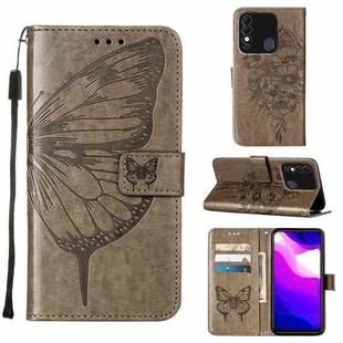 For Tecno Spark 8 Embossed Butterfly Leather Phone Case(Grey)