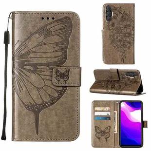 For Tecno Spark 8P Embossed Butterfly Leather Phone Case(Grey)