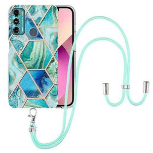 For Motorola Moto G60 / G40 Fusion Electroplating Splicing Marble TPU Phone Case with Lanyard(Green)