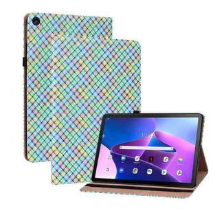For Lenovo Tab M10 Plus 10.6 3rd Gen. Color Weave Leather Tablet Case with Holder(Rainbow)