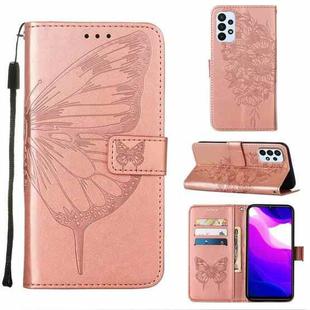 For Samsung Galaxy A23 4G / 5G Embossed Butterfly Leather Phone Case(Rose Gold)