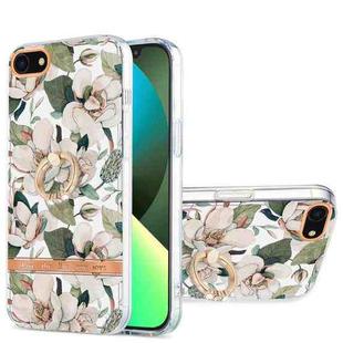 For iPhone SE 2022 / SE 2020 / 8 / 7 Ring IMD Flowers TPU Phone Case(Green Gardenia)