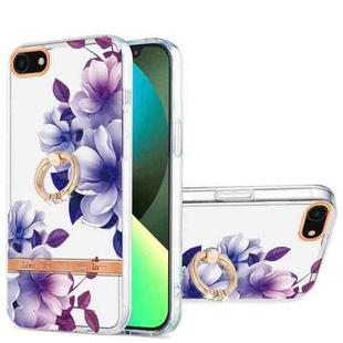 For iPhone SE 2022 / SE 2020 / 8 / 7 Ring IMD Flowers TPU Phone Case(Purple Begonia)