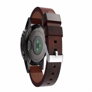 For Garmin Fenix 5S (Not Quick Release) Leather Watch Band(Coffee)