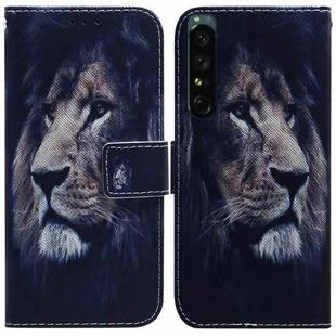For Sony Xperia 1 IV Coloured Drawing Leather Phone Case(Lion)