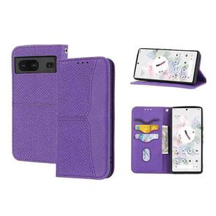 For Google Pixel 7 Woven Texture Stitching Magnetic PU Leather Phone Case(Purple)