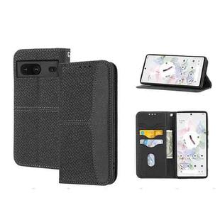 For Google Pixel 7 Woven Texture Stitching Magnetic PU Leather Phone Case(Black)