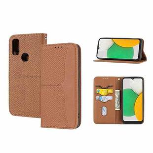For Kyocera Android One S9 / Digno Sanga Edition Woven Texture Stitching Magnetic PU Leather Phone Case(Brown)