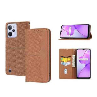 For OPPO Realme C31 4G Global Woven Texture Stitching Magnetic PU Leather Phone Case(Brown)