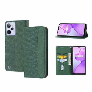 For OPPO Realme C31 4G Global Woven Texture Stitching Magnetic PU Leather Phone Case(Green)
