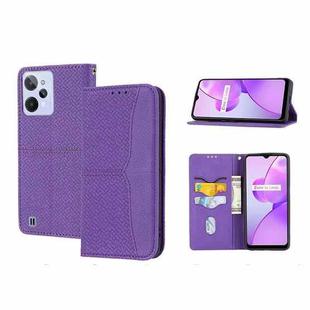 For OPPO Realme C31 4G Global Woven Texture Stitching Magnetic PU Leather Phone Case(Purple)