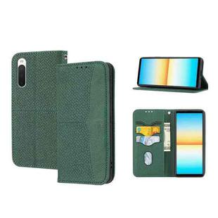For Sony Xperia 10 IV Woven Texture Stitching Magnetic PU Leather Phone Case(Green)