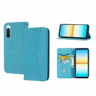 For Sony Xperia 10 IV Woven Texture Stitching Magnetic PU Leather Phone Case(Blue)