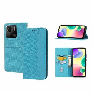 For Xiaomi Redmi 10A Woven Texture Stitching Magnetic PU Leather Phone Case(Blue)