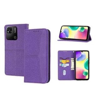 For Xiaomi Redmi 10A Woven Texture Stitching Magnetic PU Leather Phone Case(Purple)