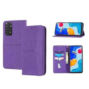 For Xiaomi Redmi Note 11E Woven Texture Stitching Magnetic PU Leather Phone Case(Purple)