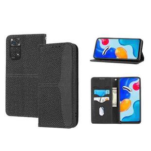 For Xiaomi Redmi Note 11E Woven Texture Stitching Magnetic PU Leather Phone Case(Black)