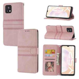 For vivo Y52s Embossed Striped Magnetic Buckle Horizontal Flip Phone Leather Case(Pink)