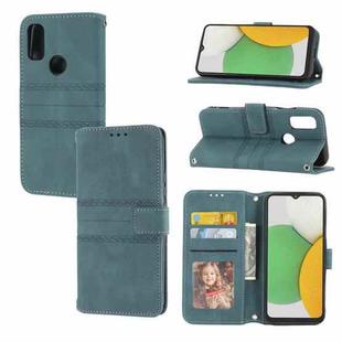 For Kyocera Android One S9 / Digno Sanga Edition Embossed Striped Magnetic Buckle Horizontal Flip Phone Leather Case(Green)