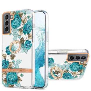 For Samsung Galaxy S22+ 5G Ring IMD Flowers TPU Phone Case(Blue Rose)