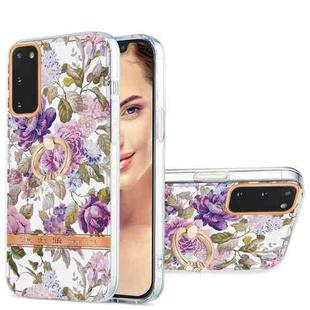 For Samsung Galaxy S20 Ring IMD Flowers TPU Phone Case(Purple Peony)