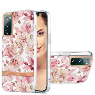 For Samsung Galaxy S20 FE / S20 Lite Ring IMD Flowers TPU Phone Case(Pink Gardenia)