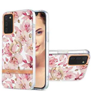 For Samsung Galaxy A02s 166mm Ring IMD Flowers TPU Phone Case(Pink Gardenia)