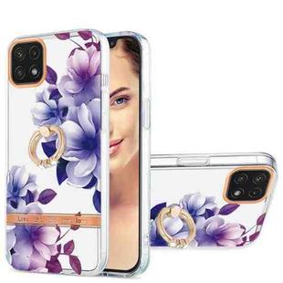 For Samsung Galaxy A22 5G Ring IMD Flowers TPU Phone Case(Purple Begonia)