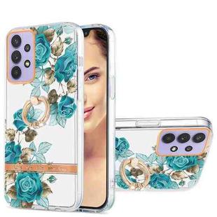 For Samsung Galaxy A32 5G Ring IMD Flowers TPU Phone Case(Blue Rose)