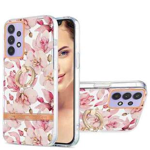 For Samsung Galaxy A32 5G Ring IMD Flowers TPU Phone Case(Pink Gardenia)