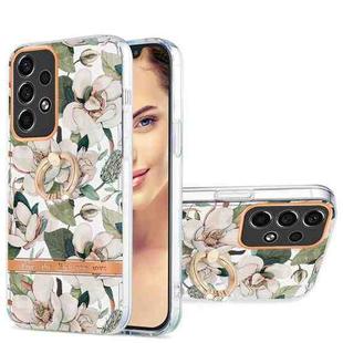 For Samsung Galaxy A33 5G Ring IMD Flowers TPU Phone Case(Green Gardenia)
