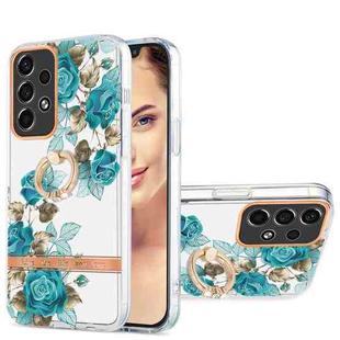 For Samsung Galaxy A33 5G Ring IMD Flowers TPU Phone Case(Blue Rose)
