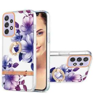 For Samsung Galaxy A73 5G Ring IMD Flowers TPU Phone Case(Purple Begonia)