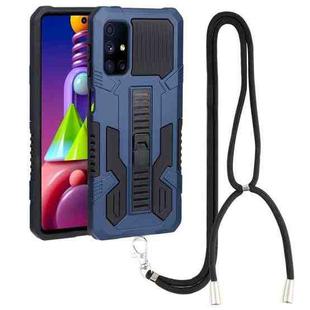 For Samsung Galaxy M52 Vanguard Lanyard Kickstand TPU + PC Phone Case(Blue)