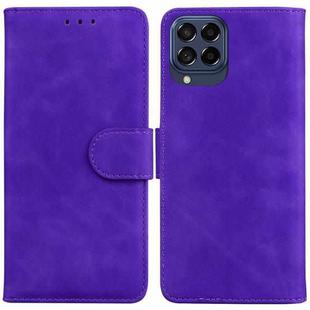 For Samsung Galaxy M33 5G Skin Feel Pure Color Flip Leather Phone Case(Purple)