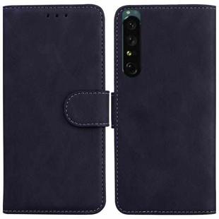 For Sony Xperia 1 IV Skin Feel Pure Color Flip Leather Phone Case(Black)