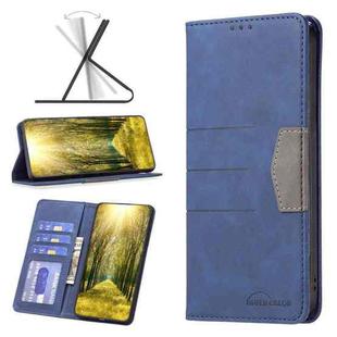 For Infinix Note 11 BF10 Color Block Magnetic Flip Leather Phone Case(Blue)