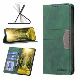 For Infinix Smart 6 BF10 Color Block Magnetic Flip Leather Phone Case(Green)