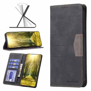 For Infinix Smart 6 BF10 Color Block Magnetic Flip Leather Phone Case(Black)
