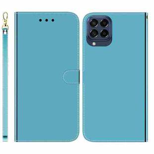 For Samsung Galaxy M33 5G Imitated Mirror Surface Horizontal Flip Leather Phone Case(Blue)