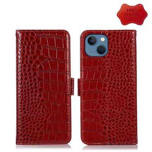 For iPhone 13 Crocodile Top Layer Cowhide Leather Phone Case(Red)