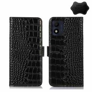 For Alcatel 1B 2022 Crocodile Top Layer Cowhide Leather Phone Case(Black)